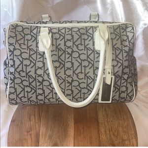 Calvin Klein Monogram CK Canvas Satchel Purse Handbag